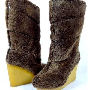 Tory Burch kiki coconut fur boots 10
